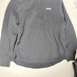 Vineyard Vines Black Half-Zip with Navy & Pink Logo Patch